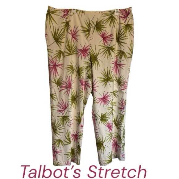 Talbots Pants - Talbot's Gorgeous  Palm Print Tropical  Silk Blend Stretch Pants PLUS: 24    #J